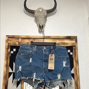 Levi's Blue Distressed Jean Shorts Vintage Look
